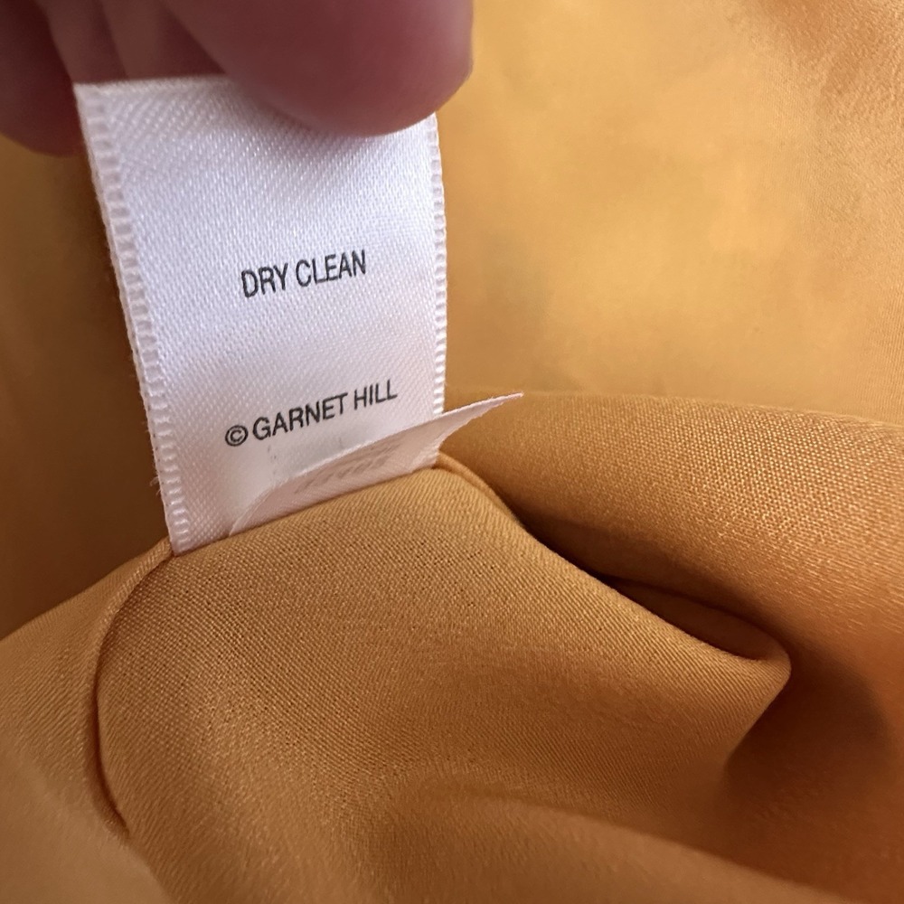 Garnet Hill Midi Dress Womens Sz 14 Mustard Yellow Floral Pockets Short Sleeve - Picture 10 of 13